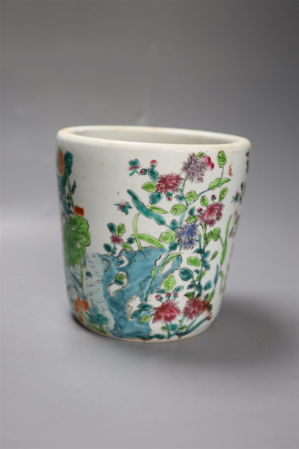 A Cantonese floral enamelled vase, height 20cm